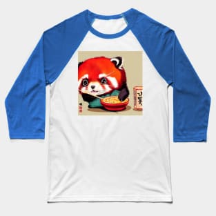 Kawaii Red Panda Eating Ramen Baseball T-Shirt